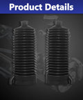 Front view of boots from Six Piece Tie Rod End Kit With Boots For 2007 Through 2014 Chevrolet Silverado Tahoe Suburban And 2007 Through 2013 GMC Sierra 1500 Yukon XL 1500 Yukon Front Inner And Outer Tie Rod Ends.