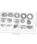 175 Piece Steel C Type External Circlip Snap Ring Assortment Kit in clear storage case with size dimensions visible