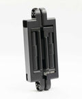 Heavy-Duty Self Soft-Closing Hidden Door Hinge for Commercial and Residential Doors, matte black, concealed metal hardware.