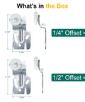 Sliding Closet Door Roller Kit For Top Hung Bypass Doors With 7/8 Inch Convex Wheels, Stamped Steel Rollers, Offset Brackets