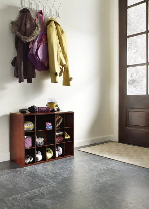 15 Cube Stackable Storage Organizer For Shoes, Bags, Crafts, And Small Gear With Wood Shelves in entryway