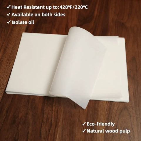 Massive 16x24 Inch Parchment Paper Roll With 2000 Sheets Of Industrial Grade Oven Paper Safe Up To 428 Degrees Fahrenheit Premium Silicone Coated Pan Liners For Bakeries Cafes And Restaurants, shown on wooden surface