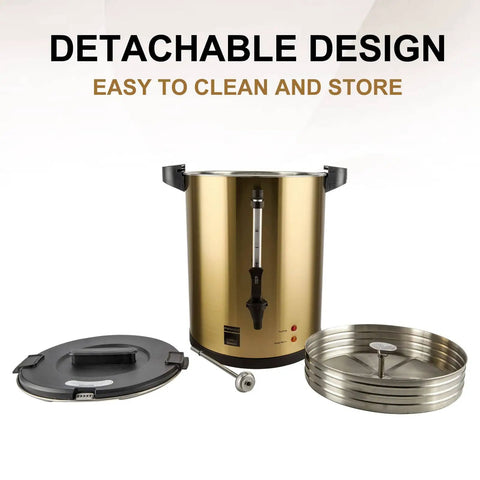 6L Coffee Urn Hot Beverage Dispenser Electric Coffee Percolator With Double Wall Stainless Steel 38 Cup Capacity Gold Color