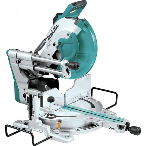12 Inch Dual Bevel Sliding Miter Saw With Laser, Two Rail System For Smooth Glide, Compact Footprint That Sits Flush, Handles Eight Inch Crown Nesting, Six And Three Quarter Baseboard, Fifteen Inch Crosscuts At Ninety Degrees, Front Bevel Lock
