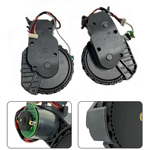 Left And Right Replacement Wheel Set For Master S Robot Vacuum, showing side caster roller assembly details, black components.