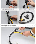 Cable Spiral Wrap Kit 2M Grey for TV PC and Home Entertainment installation process with black spiral band and wires