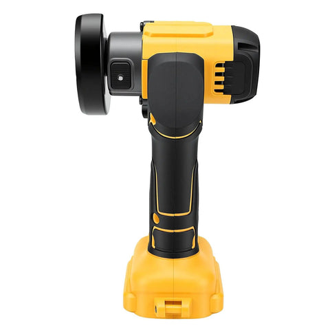 Badass Cordless Mini Circular Saw And Angle Grinder Combo Featuring A Brushless Motor That Delivers 12000 RPM showing side view of tool.