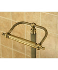 Georgian Pedestal Toilet Paper Holder in Antique Brass Sturdy Weighted Base Old School Bath Accessory Closeup