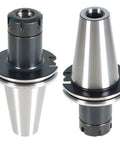 Two Pack CAT50 ER32 100 Collet Chuck And 4 Inch Extension Tool Holder Set for CNC engraving and milling lathe, front view.