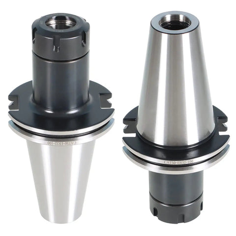 Two Pack CAT50 ER32 100 Collet Chuck And 4 Inch Extension Tool Holder Set for CNC engraving and milling lathe, front view.