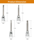 Top Shelf 4 Pack Clutch Head Bit Socket Set dimensions showing sizes from 5/32 to 5/16 inch for 3/8 inch square drive.