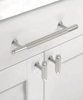 Chrome cabinet handles on white cupboard similar to 10 Pack 5 Inch Knurled Champagne Bronze Cabinet Handles Gold Kitchen Cabinet Pulls Hardware