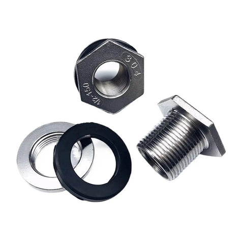 Bulkhead Pipe Fitting Connector One Quarter To Two Inch Female BSPT Stainless Steel 316L 304 components