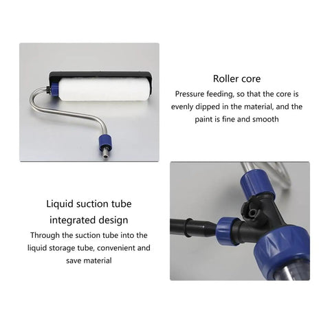 Self Priming Paint Roller With 1.6 Meter Extension Pole removable wool core pressure-fed roller core and integrated suction tube for easy use.