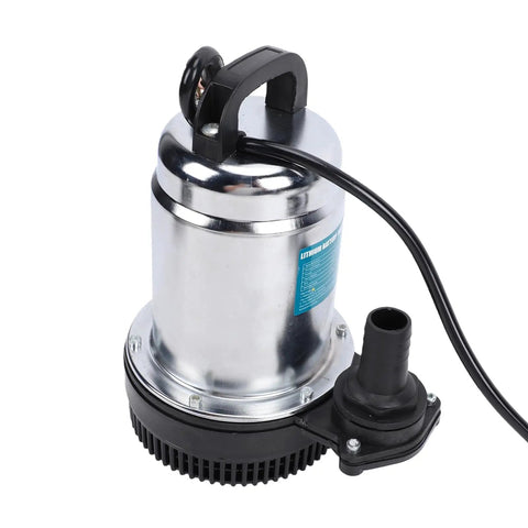 Badass Cordless Submersible Sump Pump Delivers 1003 GPH Power to Blast Through Flooded Basements Pools and Rain Barrels with Hassle Free Battery Powered Mobility That Actually Works Sweet with a metal casing and side handle.