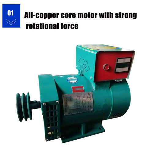 Built Tough 3KW 5KW Belt Pulley Generator Packs A Brushless Three Phase AC Synchronous Motor With Real Pure Copper Windings, all-copper core motor.