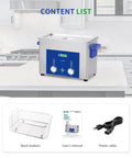 Heavy Duty Industrial Ultrasonic Cleaner 4L 120W With Timer And Heater Basket, displayed with accessories on a kitchen counter.