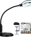 12X Magnifying Glass With Light And Clamp, Five Color Modes And Stepless Dimmer, Lighted Magnifier With Stand and flexible gooseneck