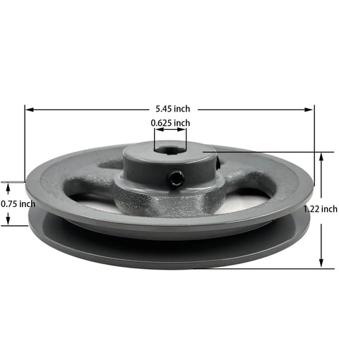 Heavy Duty Cast Iron One Groove V Belt Pulley With Five Eighths Inch Bore And Five Point Four Five Inch Outer Diameter Built To Last For A AX 3L And 4L V Belts Precision Machined And Rust Resistant Finish