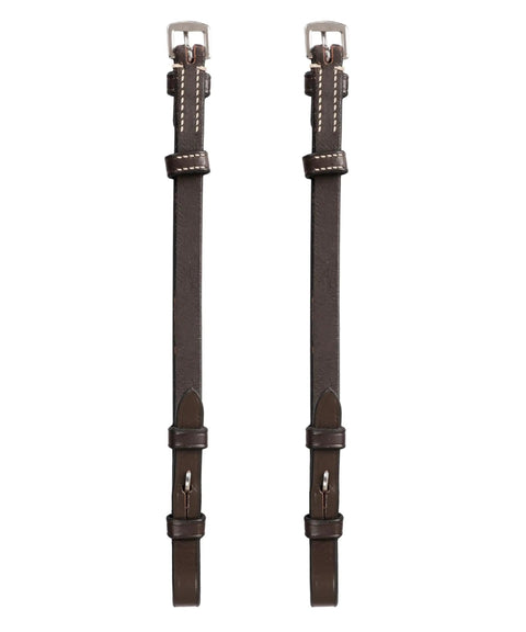Bridle Cheek Pieces With Hook Fastening White Stitching One Half Inch Wide Havana Brown Full Size Premium Vegetable-Tanned Leather