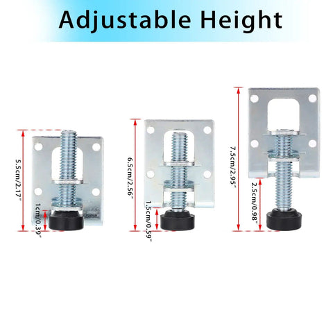 Beefy Heavy Duty L Shaped Furniture Leveling Feet With Brackets Adjustable Table And Cabinet Levelers M10 Thread Up To About One Inch Height 4 Pack Includes Screws And Hex Wrench For Workbenches Wardrobes And Shelves
