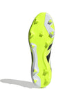 Predator League Soccer Cleats For Unisex On Firm Ground And Multi Ground, White Black Lucid Lemon, Size 4.5, yellow sole view
