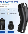 Portable V2L Converter For Electric Vehicles Morphs Charging Port Into Legit US AC Outlet showing NEMA 5-15 and charging connectors.