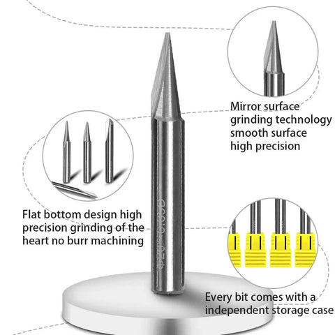 Engraving CNC Wood Carving Router Bits 1 Quarter Inch Shank 15 Degree 20 Degree 60 Degree 90 Degree V Bit With 2 Flutes Straight Tungsten Steel