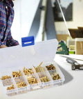 Brass Standoff Assortment Kit 320 Pcs Hex Spacer Nut Screw Set Pro Grade Heavy Duty Hardware For Electronics DIY Projects Precision Machined Threads Multiple Sizes open brass spacer kit in organizer box