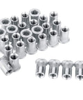 100 Pack 1 4 20 Aluminum Flange Rivet Nuts With UNC Threads Flat Head Threaded Insert Nuts For 0.7mm To 4mm Grip Range, silver
