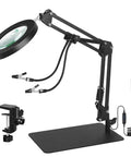 5X And 10X Magnifying Lamp With Stand Clamp Lighted Magnifier For Close Work Crafting Sewing Model Making Jewelry Soldering