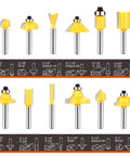 Pro-Grade 1/4 Inch Shank Router Bits Set, 12 Pieces Tungsten Carbide Woodworking Bits For Clean Precision Cuts displayed