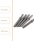 Heavy Duty 7 Piece Pneumatic Air Rivet Hammer Kit With 6 Durable Steel Chisels And Nuts For Smooth Metal Shaping Jobs Perfect For Solid Half Hollow And Hollow Riveting Tasks In Any Workshop Setting, 40RC steel chisel set