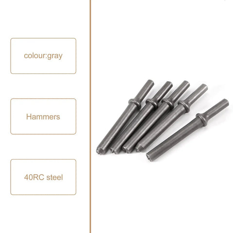 Heavy Duty 7 Piece Pneumatic Air Rivet Hammer Kit With 6 Durable Steel Chisels And Nuts For Smooth Metal Shaping Jobs Perfect For Solid Half Hollow And Hollow Riveting Tasks In Any Workshop Setting, 40RC steel chisel set