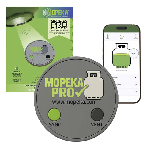 Wireless Propane Tank Gauge With Magnetic Sensor And Smart App Connectivity package and app display