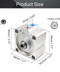 80mm Bore 15mm Stroke Pneumatic Air Cylinder Aluminum Alloy Sealing Unit for Pneumatic and Hydraulic Systems 3/8PT Port