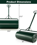 Beast Of A Lawn Roller For Yard And Garden Push Or Tow Behind 30 Gallon Water Sand Filled Sod Roller Drum dimensions shown