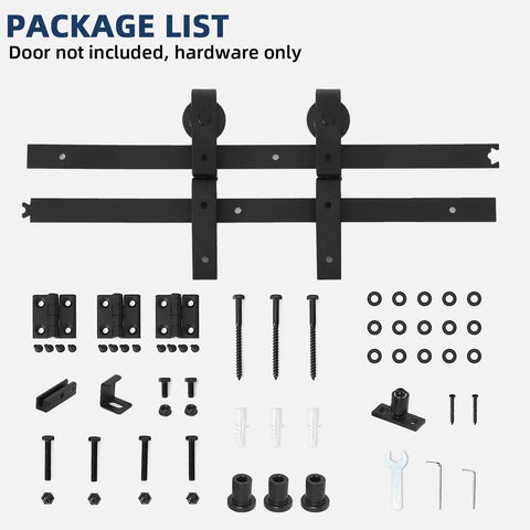 Heavy Duty 36 Inch Bi-Fold Barn Door Hardware Kit Fits Two 16 Inch Closet Doors, Sliding Track With Quiet Rollers shown