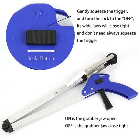32 Inch Extra Long Reacher Grabber With Folding Design, Heavy Duty Mobility Arm Extender, Ergonomic Trigger Handle With Lock Mode, Elderly Friendly, Durable Gripper Tool For Household Reach, Trash Pickup And Reaching Hard To Access Items