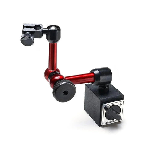 Dial Indicator With Magnetic Stand Base And Bore Gauge Pro Grade Precision Tool For Machining And Inspection Mega Accurate Readouts Micrometer Style Indicator For Metrology And Quality Control, red arm
