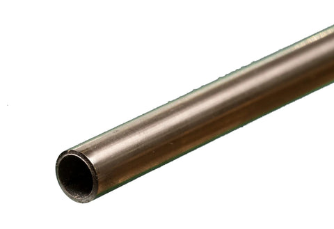 Stainless steel round tube, 5/16 in OD, 12 in long, hollow metal tube (side view)