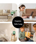 Battery Operated Table Lamp 8 Inch Cordless LED Lantern With 6 Hour Timer For Indoor Outdoor Decor USB Power Cable Included Glass Shade On Black Metal Base Party Ready For Events displayed in various settings