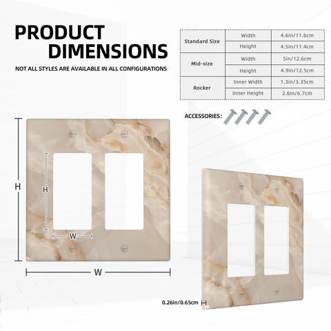 Totally Rad Beige Marble Modern Wall Plates Decorative Light Switch Covers For Toggle And Rocker Switches dimensions diagram