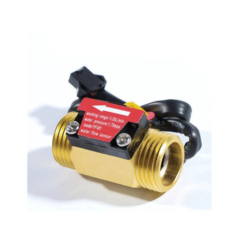 Brass Hall Flow Sensor Water Flowmeter With Pulse Output for 1/2, 3/4, 1 Inch NPT fittings, features non obstructive magnetic sensor.