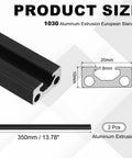 Two Pack 350mm 1020 Aluminum Extrusion Profile European Standard Anodized Linear Rail For 3D Printers CNC Machines Black Ideal For DIY Projects And Custom Builds With 6063 Aluminum Alloy, 20x10mm section