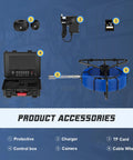 Tough As Nails 17Mm Pipeline Inspection Camera With Seamless Wireless Link accessories including charger, control box, and camera.