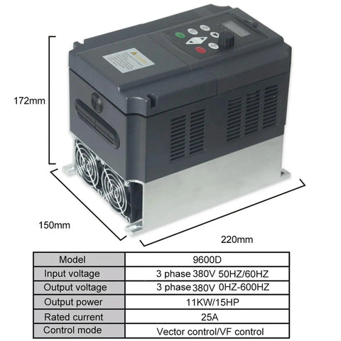 Heavy Duty 7.5kW To 11kW Variable Frequency Drive VFD For 3 Phase Motors Inverter Frequency Converter 380V 400V AC Speed Controller Motor Control Unit, 11kW model