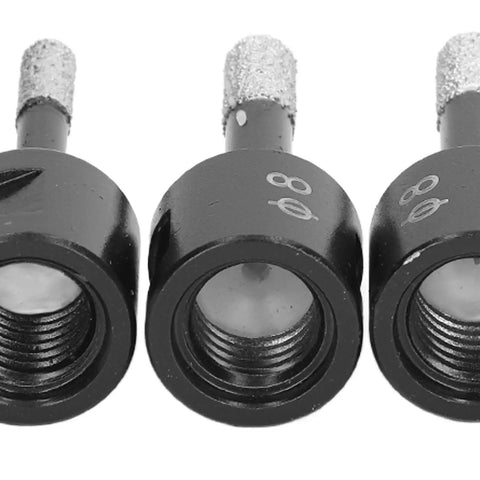 Heavy Duty 7 Piece Gemstone Drill Bits Set With M14 Thread For Wet Dry Drilling On Marble Tile Granite And Stone; close-up of 3 bits