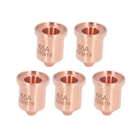 Top Tier Pocreation Plasma Electrode Tip 220819 brass consumable set of five, fits PMX 65, 85, 105, 65A range.