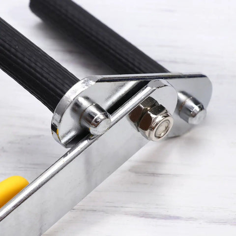 Close-up of Heavy Duty Gypsum Board Lifter Tool For Quick Ceramic Tile Transport with alloy handle and metal components.